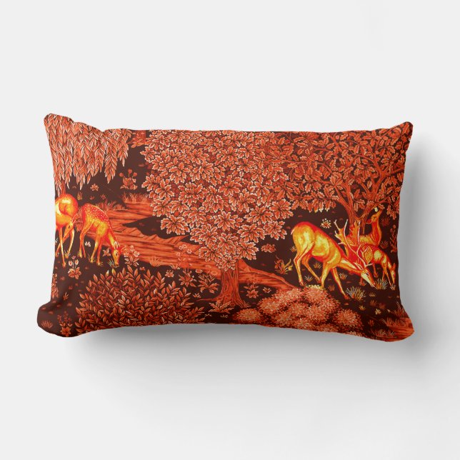 SKOGSDJUR, DJUR AV BROOK Red Gult Blommigt Lumbarkudde (Framsida)