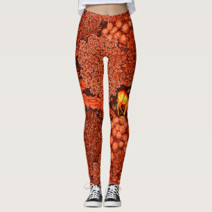 SKOGSDJUR,DÖDDJUR MED BROOK Red Gult Blommigt Leggings