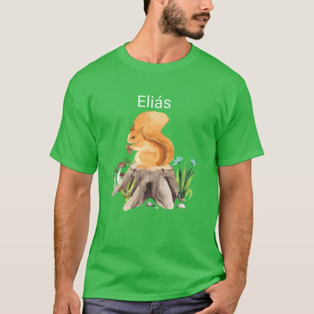Skogsdjur ekorre med namn Elis vän T Shirt (Framsida)