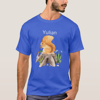 Skogsdjur ekorre med namn Yulian familj T Shirt
