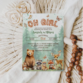 Skogsdjur Flickor baby shower Inbjudningar