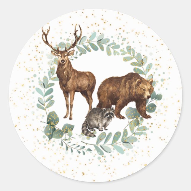 Skogsdjur födelsedag Märkning för etiketter (Framsida)