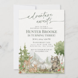 Skogsdjur Födelsedagsfest Woodsy Inbjudningar