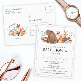 Skogsdjur för baby boy shower-kort meddelande vykort