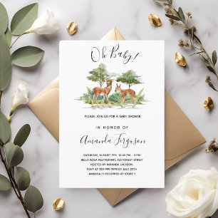 Skogsdjur för baby shower rådjur i skogen inbjudningar