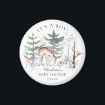 Skogsdjur för skog, babyskor magnet<br><div class="desc">Söt baby-design med en skogsscen med en hjort,  hedgehog,  fågel och ekorre på en skogsbakgrund. Besök vår butik för att se hela vår samling av skogsdjursdesign.</div>