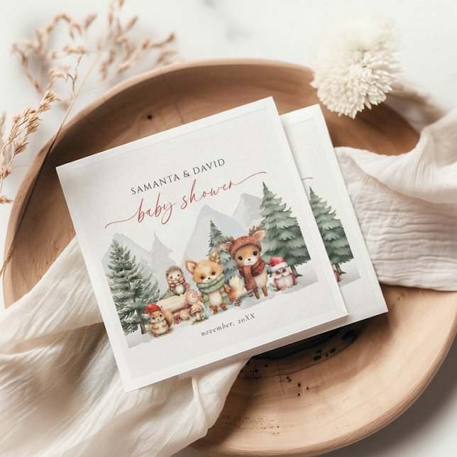 Skogsdjur Forest Baby Shower Napkins Pappersservett (Skapare uppladdad)