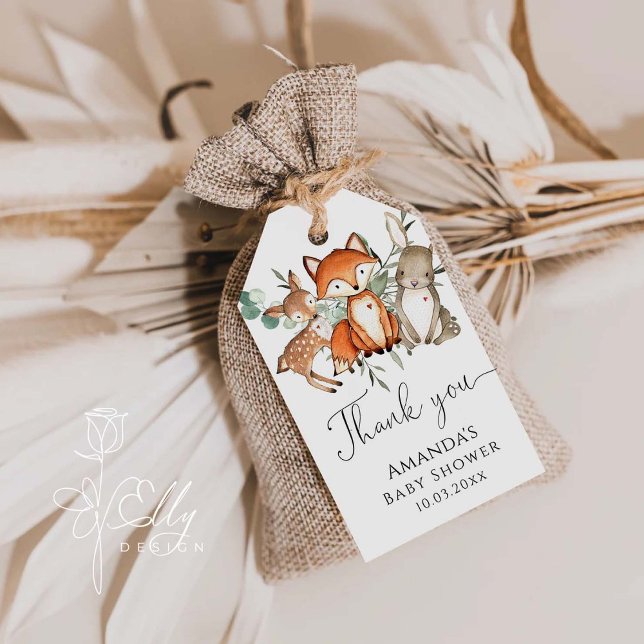 Skogsdjur Forest Baby Shower Tack Presentetikett (Skapare uppladdad)