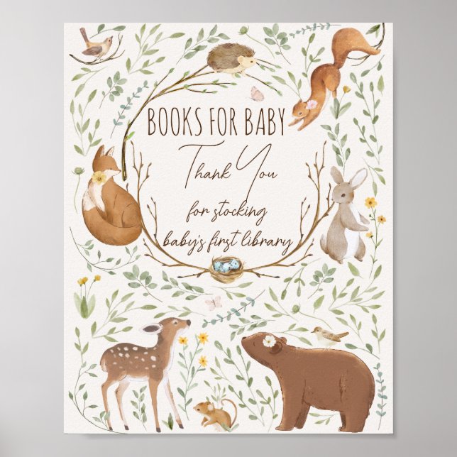 Skogsdjur Forest Friend Bokar för Baby-tecken Poster (Framsidan)