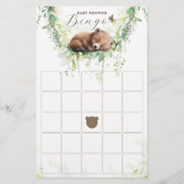 Skogsdjur Forest Greenery Baby Shower Bingo