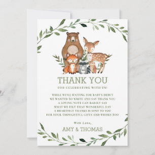 Skogsdjur Forest Greenery Baby Shower Chic Tack Kort