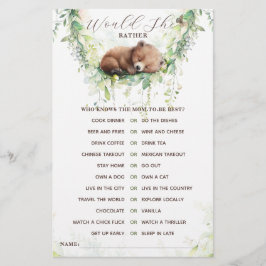 Skogsdjur Forest Greenery Baby Shower Game