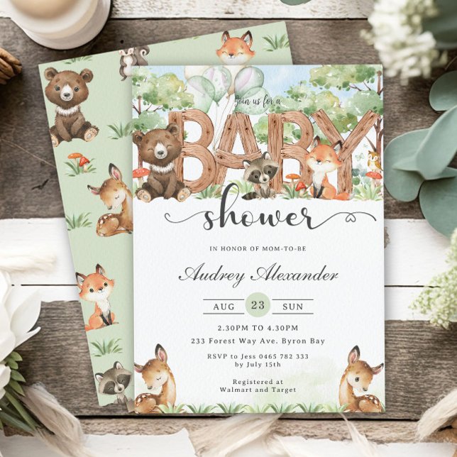 Skogsdjur Forest Greenery Baby Shower Inbjudningar (Skapare uppladdad)
