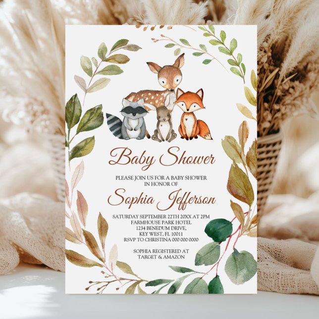 Skogsdjur Forest Rustic Baby Shower Inbjudningar (Skapare uppladdad)