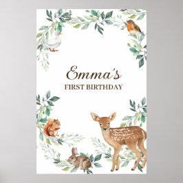Skogsdjur första födelsedag poster