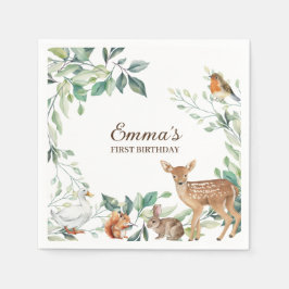 Skogsdjur - första födelsedagsinbjudan pappersservett