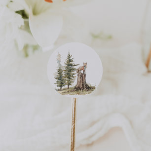 Skogsdjur Fox Baby Shower-favoriter Runt Klistermärke