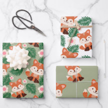 Skogsdjur Fox Blommigt Barns födelsedag