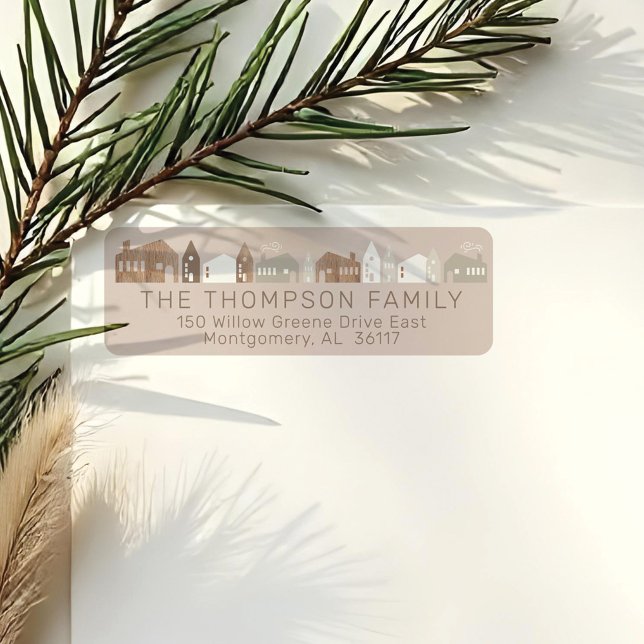 Skogsdjur Fox, Hjort & kanin Mysigt Village Returadress Etikett (Woodland Animals Fox, Deer & Rabbit Cozy Village Label)