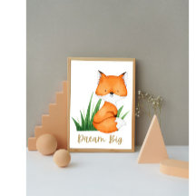 Skogsdjur Fox Nursery Poster