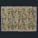 SKOGSDJUR, FOX, PEACOCK, HÄLSA I BLOMMIGT AV GRÖNT FILT<br><div class="desc">Digital framställning från William Morris av Bulgan Lumini ©</div>