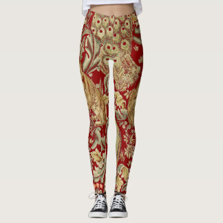 SKOGSDJUR, FOX, PEACOCK, HARTA I RÖD BLOMMIGT LEGGINGS