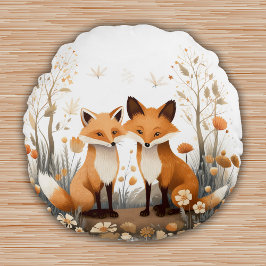 Skogsdjur Foxes Nursery Kids Room Decor Rund Kudde