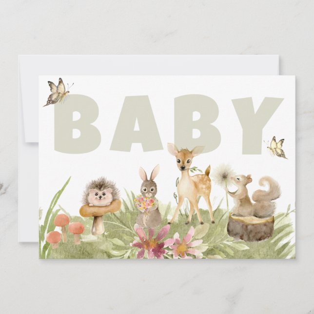 ** Skogsdjur från Rustic Woodland Baby Shower Inbjudningar (Framsida)