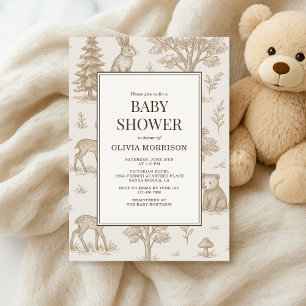 Skogsdjur Fransk Toalett Baby Shower Inbjudningar