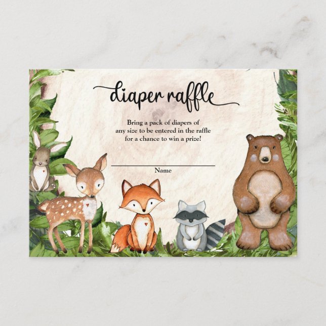 Skogsdjur Genery wooden slice diaper raffe Tilläggskort (Framsida)