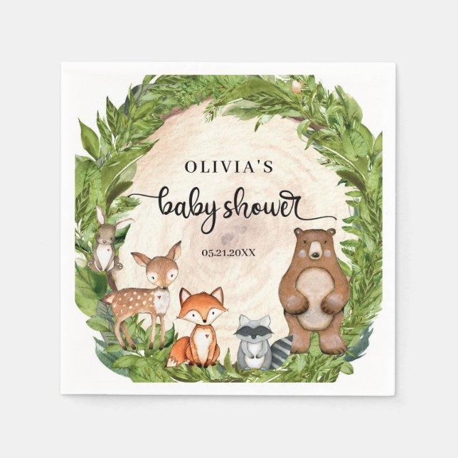 Skogsdjur Grångla Babydusch Pappersservett (Framsidan)