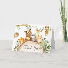 Skogsdjur Greenery 1st Birthday Baby Shower Tack Kort