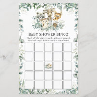 Skogsdjur Greenery Baby Shower Bingo Game