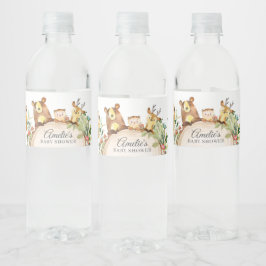 Skogsdjur Greenery Baby Shower Birthday Vattenflaskor Etikett