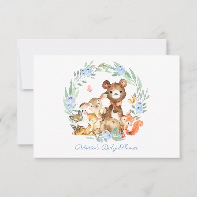 Skogsdjur Greenery Baby Shower Bok-begäran Inbjudningar (Framsida)