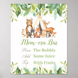 Skogsdjur Greenery Baby Shower Momosa Pub Poster