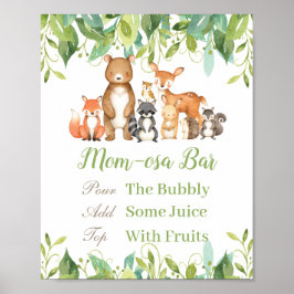 Skogsdjur Greenery Baby Shower Momosa Pub Poster