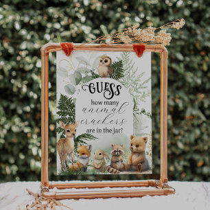 Skogsdjur Greenery Baby Shower-spel Poster
