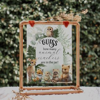 Skogsdjur Greenery Baby Shower-spel Poster