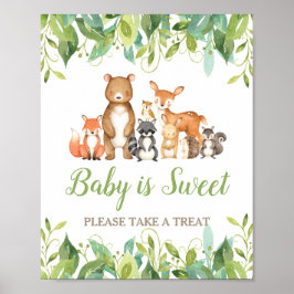Skogsdjur Greenery Baby Shower Sweet Treat Poster