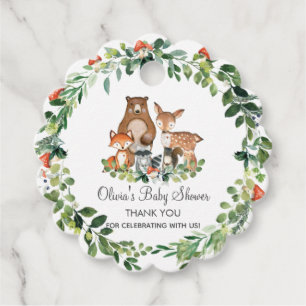 Skogsdjur Greenery Baby Shower Tack Gåvor Etiketter