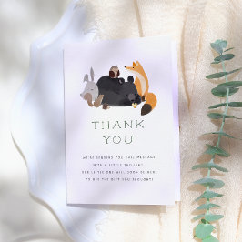 Skogsdjur Greenery Baby Shower Tack Kort