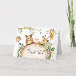Skogsdjur Greenery Birthday Baby Shower Tack Kort
