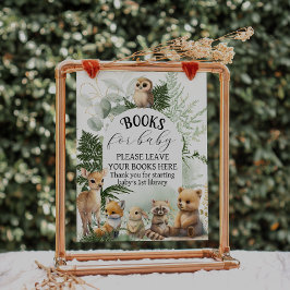 Skogsdjur Greenery bokar Baby Shower Poster