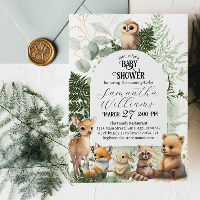 Skogsdjur Greenery Forest Baby Shower Inbjudningar (Skapare uppladdad)
