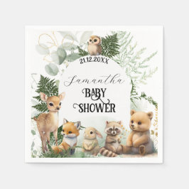 Skogsdjur Greenery forest Baby Shower Pappersservett