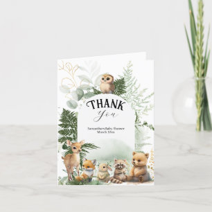 Skogsdjur Greenery forest Baby Shower Tack Kort