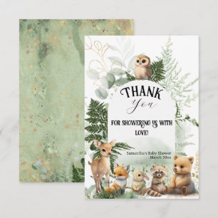 Skogsdjur Greenery forest Baby Shower Tack Kort
