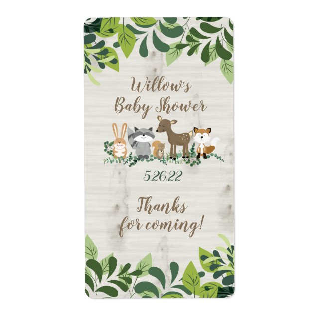 Skogsdjur Greenery Forest Favor Stickers Fraktsedel (Framsidan)