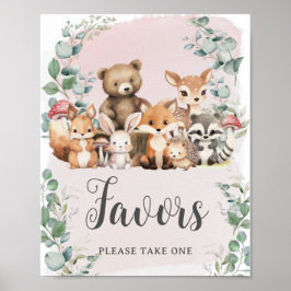 Skogsdjur Greenery Girl Baby Shower Favors favorit Poster